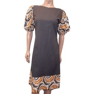 🩵IDY XOTICA African Designer Midi Dress Puff Sleeve Limited Edition Woodin